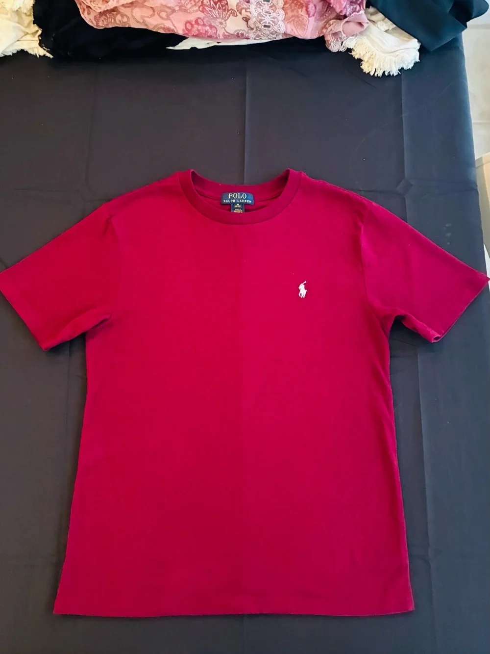 Polo by Ralph Lauren Men's Burgundy Crew Neck Tee with Pony Logo